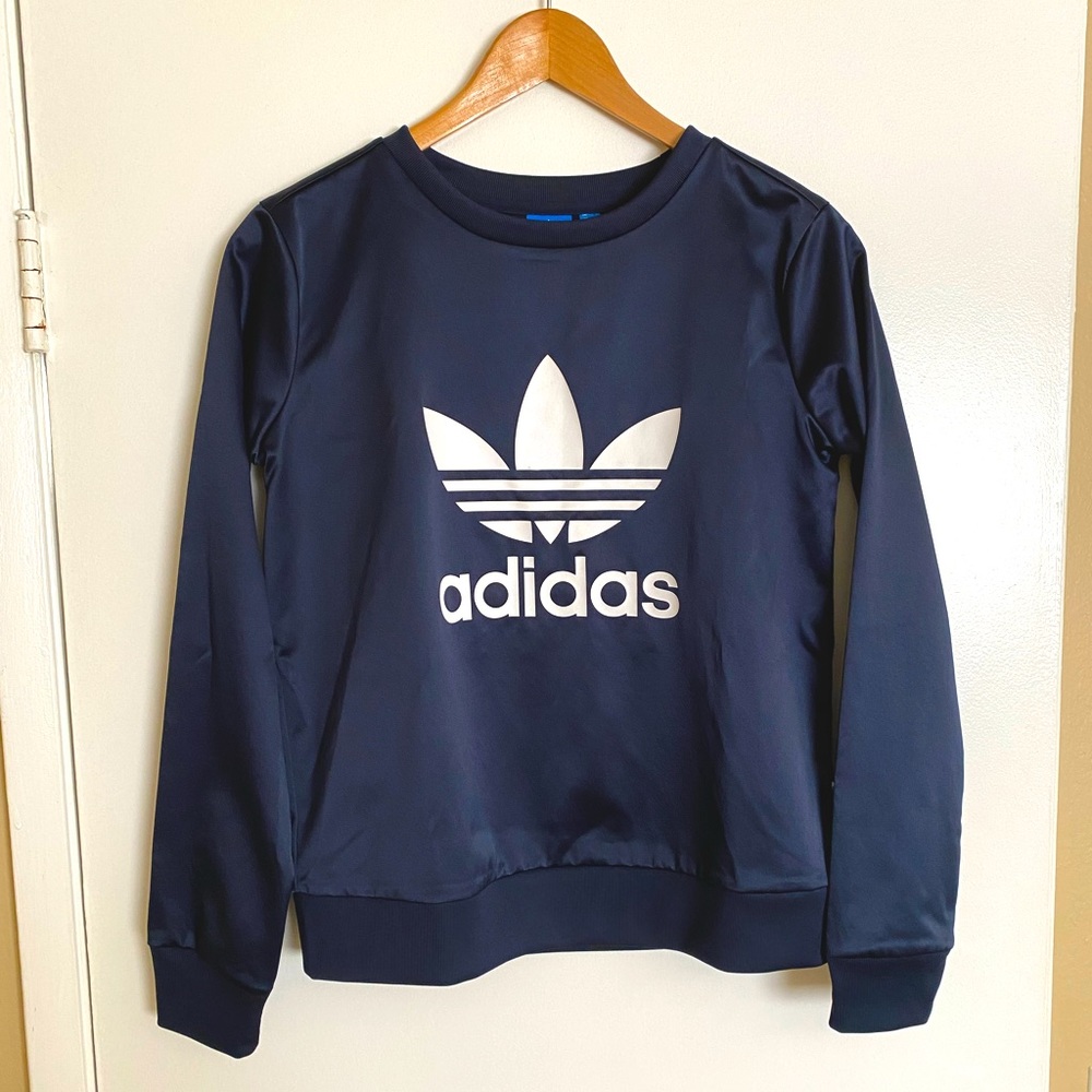 Adidas Originals Trefoil Satin Crewneck Top, XS